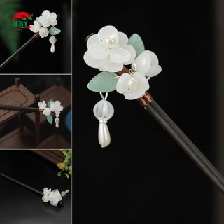 Retro Trung Quốc Kẹp Tóc Với Bền Gỗ Ebonized Trắng Viền Tóc Đũa Cho Sườn Xám Han Quần Áo Trà Mặc