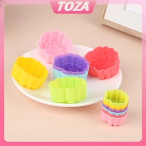 Bộ 5 Khuôn Làm Bánh Bằng silicone Hình Hoa Sen 3 / 5cm Không Tạo Khuôn Có Thể Tái Sử Dụng