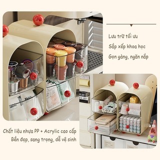 Hộp Đựng Đồ Ngăn Kéo 2 Tầng Trong Suốt MAISON, Kệ Đựng Mỹ Phẩm, Đồ Dùng Học Tập Decor Bàn Học Gọn Gàng