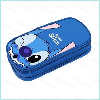 YT4 Stitch Pencil case Hoạt Hình Anime Hai Lớp Đa Chức Năng Sinh Viên Bút Chì Lưu Trữ Văn Phòng Phẩm Hộp Điện Dung Lớn