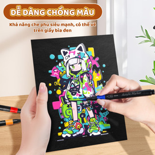 Bộ Bút Lông Màu Acrylic Chuyên Nghiệp - Bút Vẽ Acrylic Chống Nước, 12/18/24/36 Màu Tươi Sáng Đa Năng