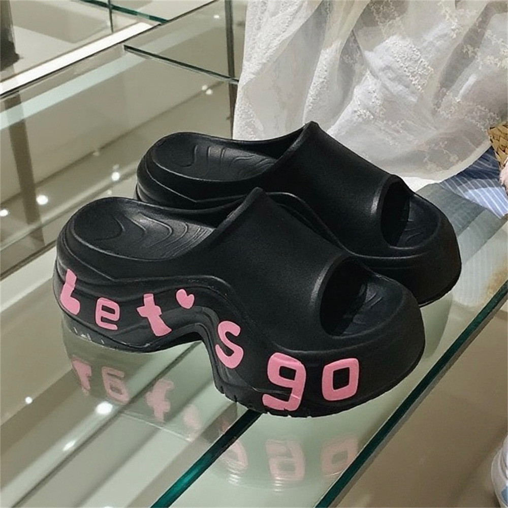 XIXITIAO Dép Dép Đế Dày Cao Cấp 7CM Chữ Nữ Thời Trang Mùa Hè Đi Biển