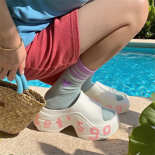 Xixitiao Tăng Chiều Cao 8CM Đế Dày Thời Trang Mùa Hè Mặc Ngoài Kỳ Nghỉ Chữ Sandal Nữ