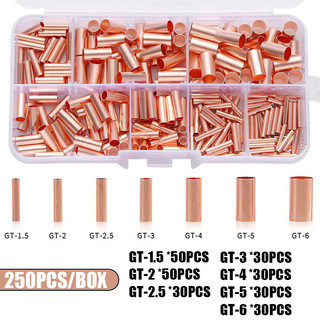 Bộ 250 Đầu Cos Đồng Nguyên Chất Nối Dây Điện 1-6mm Đa Kích Thước Chuyên Dụng