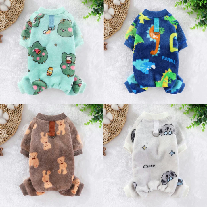 Chó Pyjama Cho Nhỏ Vừa Chó Ấm Áp Thú Cưng Onesie Mùa Đông Mèo Đồ Ngủ Chó Con Áo liền quần Dễ Thương Chó Con Quần Áo Shihtzu Teddy
