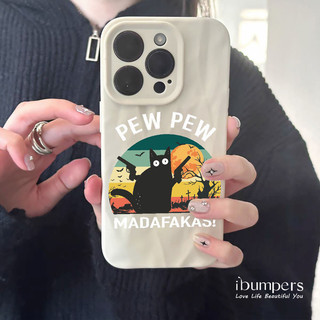 ibumpers Ốp Điện Thoại iPhone Họa Tiết Mèo Đen Mát Mẻ Cho IPhone 16 15 14 12 13 11 Pro Max IP 7 8 Plus X XS XR Xếp Ly Ốp Lưng Silicon Mềm Chống Sốc