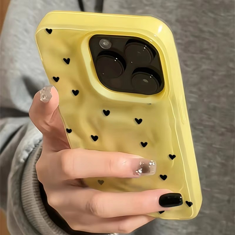 Ốp Điện Thoại Trái Tim Tình Yêu Dễ Thương Cho iPhone 16 15 14 Pro 13 12 11 Pro Max 17AIR 16 Plus Gấp Họa Tiết Silicon Mềm
