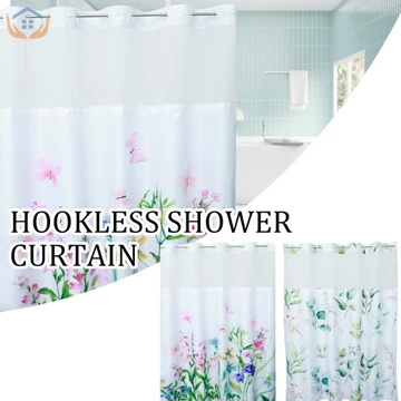 Rèm Tắm Rèm Tắm Hoa Rèm Tắm Chống Thấm Nước 71x74in Rèm Phòng Tắm Không Móc Rèm Tắm Có Miếng Dán Dán Có Thể Giặt Được Rèm Tắm Hai Lớp SHOPTKC7790