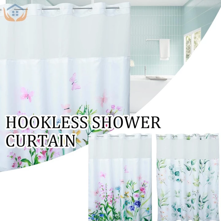 Rèm Tắm Rèm Tắm Hoa Rèm Tắm Chống Thấm Nước 71x74in Rèm Phòng Tắm Không Móc Rèm Tắm Có Miếng Dán Dán Có Thể Giặt Được Rèm Tắm Hai Lớp SHOPTKC7790