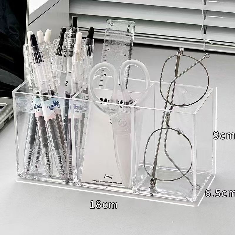 Acrylic ins Phong Cách Dung Tích Lớn Bút Tinh Tế Người Ảnh Hưởng Hộp Bảo Quản Văn Phòng Phẩm Nữ Sinh Viên Để Bàn Có Nắp Trong Suốt