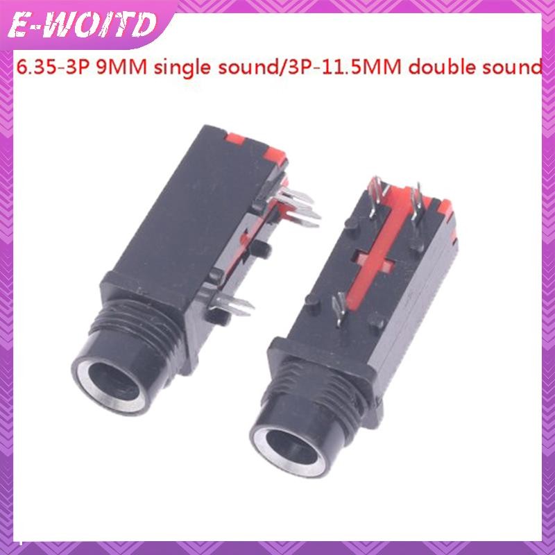 E-woitd 2 CÁI 6.35mm Giắc cắm âm thanh nổi 3Pin Ổ cắm âm thanh nổi Micro Dây hàn HNVN