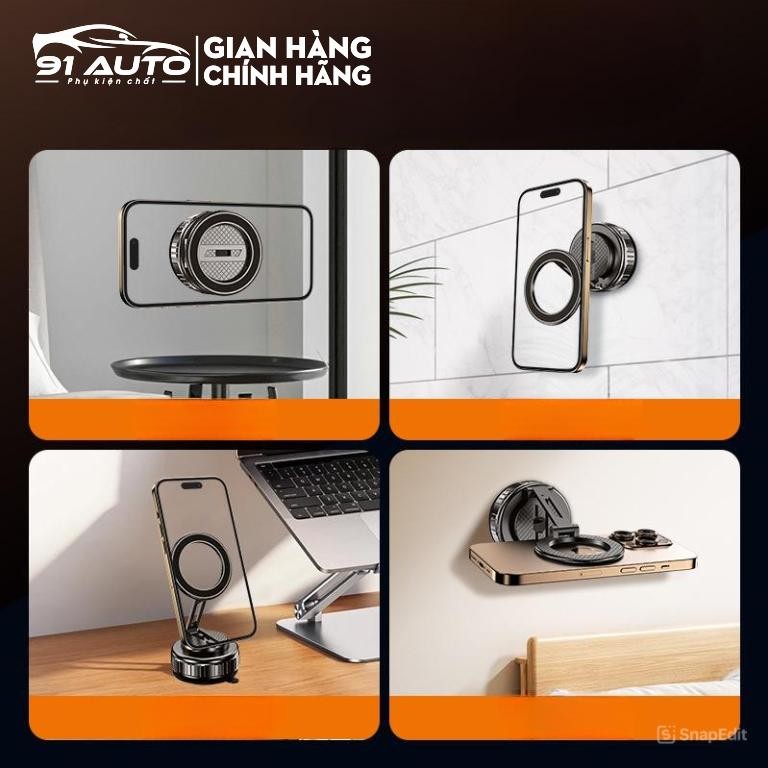 Giá đỡ điện thoại K007 từ tính hút chân không điều chỉnh 360° cho Magsafe, kẹp gập cho gương ô tô và phòng tập gym.BB-41