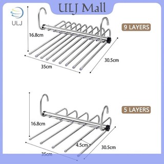 ULJ Gấp Quần Móc Treo 5 / 9 Lớp Thép Không Gỉ Tiết Kiệm Không Gian Giá Treo Quần Áo Sắp Xếp Cho Tủ Quần Jean Quần Khăn.