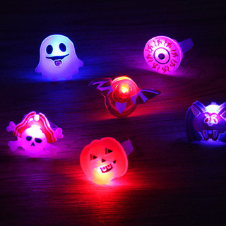 10 Chiếc Halloween Phát Sáng Nhẫn & Đèn LED Nhấp Nháy Bí Ngô Ngón Tay Đèn Ngủ Vòng Tay Vui Vẻ Đồ Chơi Trẻ Em Cho Đêm Ma Quái