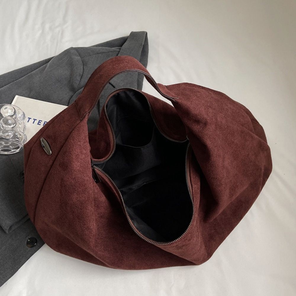 Túi đeo vai da lộn GOJO, Túi xách Hobo dung tích lớn, Túi đeo chéo nữ phong cách Hàn Quốc đơn giản thời trang phong cách Hàn Quốc thu đông