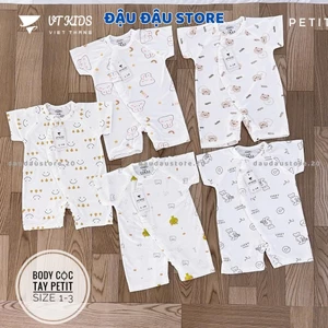 Set 2/3 Body Cộc Tay Thun Petit VT Cúc Bấm Vạt Chéo Sơ Sinh mềm mịn cho bé trai bé gái 3-9kg VT-BDC06 Đậu Đậu Store