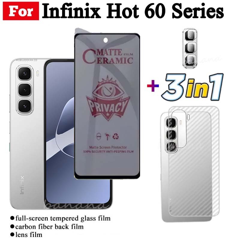 Kính cường lực Infinix Hot 60i Infinix Hot 60 Pro Hot60 Hot 50i 50 Pro Smart 10 X6725 Kính cường lực chống gián điệp Bảo vệ màn hình + Phim ống kính máy ảnh + Phim mặt sau