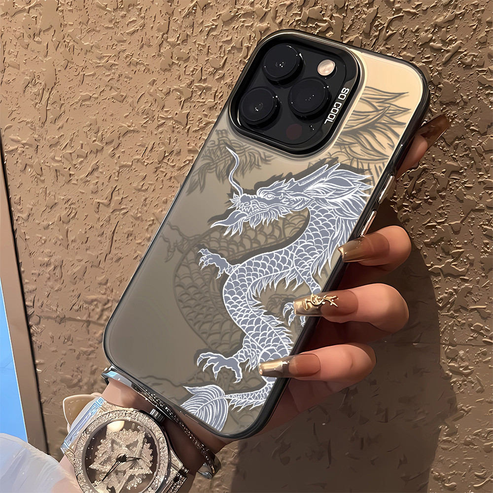 Ốp Lưng Rồng Đen 3 In1 Cho Oneplus Ace 3 Pro 3V Ace 2 Pro Racing 11 12 12R Oneplus Ace3Pro Ốp Lưng Điện Thoại Vỏ Mờ Bạc IMD Vỏ Bảo Vệ Chống Rơi Cứng