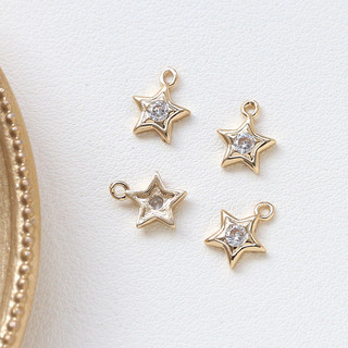 Đồng mạ vàng zirconi ngôi sao, mặt trăng, trái tim - Dây chuyền nhỏ tự làm handmade, trang sức bông tai và vòng cổ