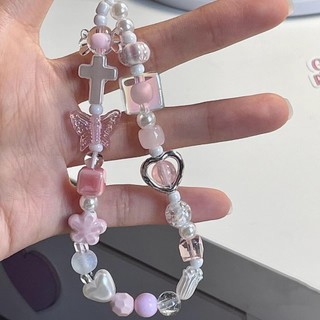 Hồng hoa anh đào kim loại tình yêu ccd máy ảnh dây tay hạt tự làm điện thoại di động dây buộc điện thoại di động vỏ bảo vệ mặt dây chuyền