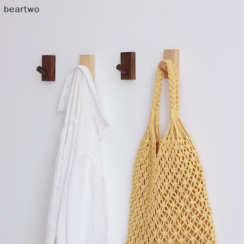 < Beartwo > Móc gỗ nguyên khối đơn giản mới Móc treo quả óc chó Móc treo tường phòng tắm Áo khoác phòng ngủ Giá đựng khăn nhà Móc trang trí chìa khóa đẹp