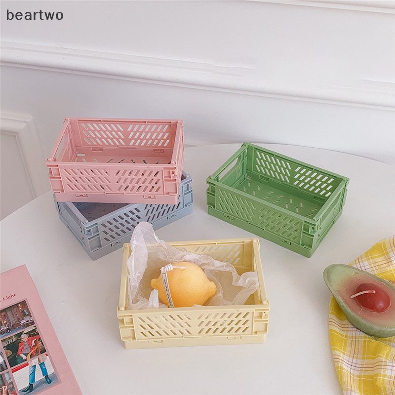 < Beartwo > Hộp đựng bằng nhựa có thể gập lại Giỏ đựng mỹ phẩm để bàn đẹp