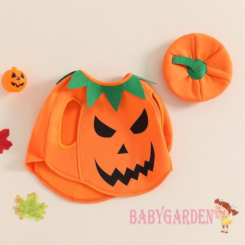 Baga-0-4years Trẻ Em / Bé Bí Ngô Trang Phục Không Tay Cổ Tròn Gạt Nhạt Áo Vest Có Mũ Trang Phục Halloween Cho Tiệc Cosplay