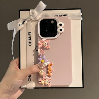 [Chất lượng cao] Vỏ điện thoại silicon lỏng Linabelle lập thể 3D màu hồng cho iPhone15 14 13 12 11 Pro Max iXSMAX XR XS Vỏ silicon mềm bảo vệ camera chống sốc