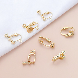 Đồng Clad Màu Vàng Bảo Quản Mạ Điện Đơn Sling Treo Tai Kẹp Mà Không Xuyên Tai Cố Định Kẹp DIY Handmade Trang Sức Bông Tai Phụ Kiện