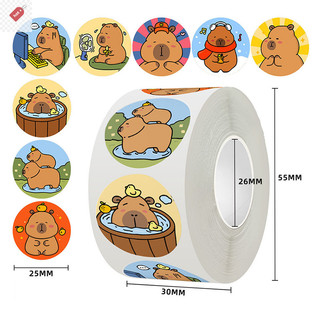Alik 500 Cái / cuộn Hoạt Hình Đáng Yêu Capybara Động Vật Miếng Dán Phần Thưởng Dễ Thương Miếng Dán Notebook Vali Laptop Dán Decal VN