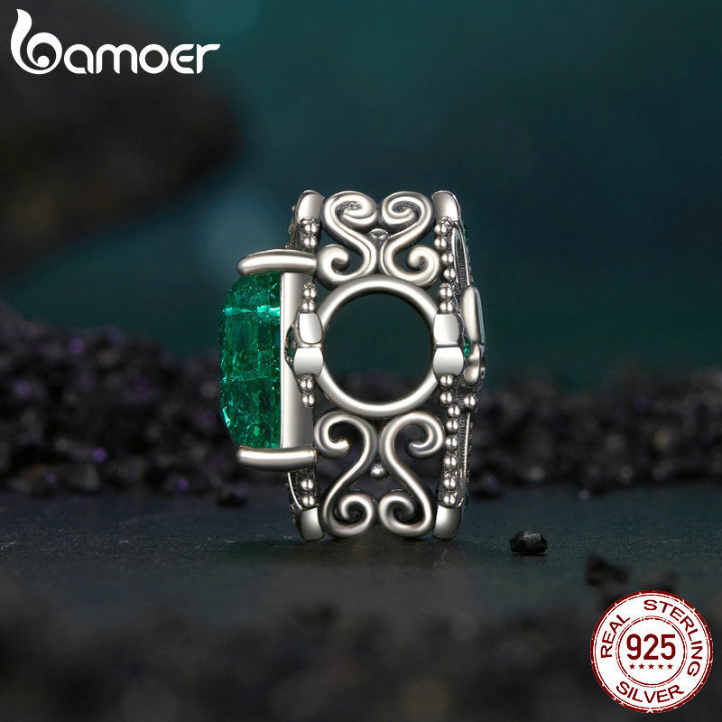 Bamoer 925 Sterling Sliver Charm Skull Cross Mặt dây chuyền Phụ kiện cho vòng tay
