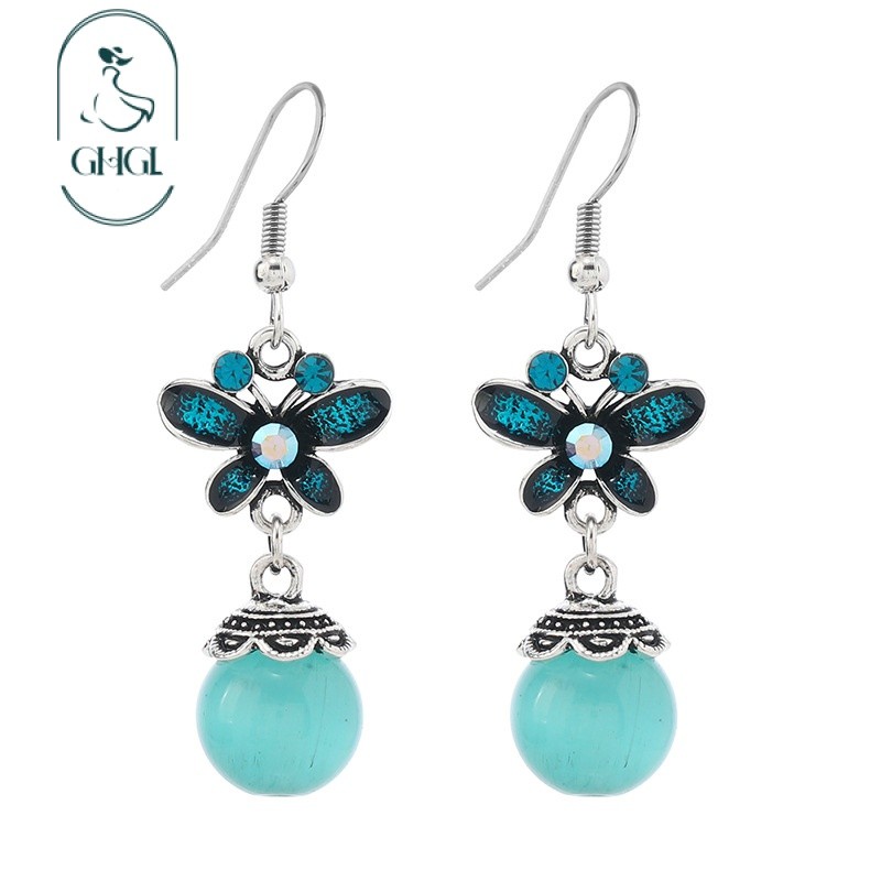 [Ghgl] Hàng có sẵn hs Mới Phong Cách Trung Quốc Thiết Kế Ban Đầu Bông Tai Bướm Đơn Giản Retro Opal Bông Tai Phong Cách Dân Tộc Bông Tai Cổ Dài Nữ