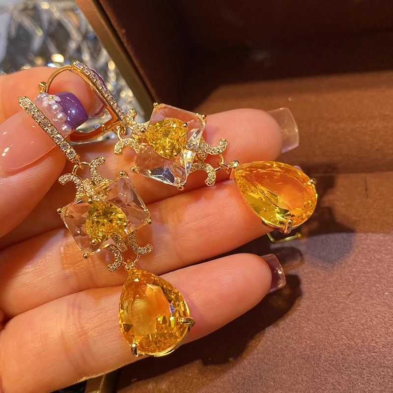 S925 Bạc Kim Ánh Sáng Sang Trọng Hình Thả Zircon Kim Cương Bông Tai Dài Sang Trọng Sang Trọng Sang Trọng Sang Trọng Sang Trọng Bông Tai Bán Buôn