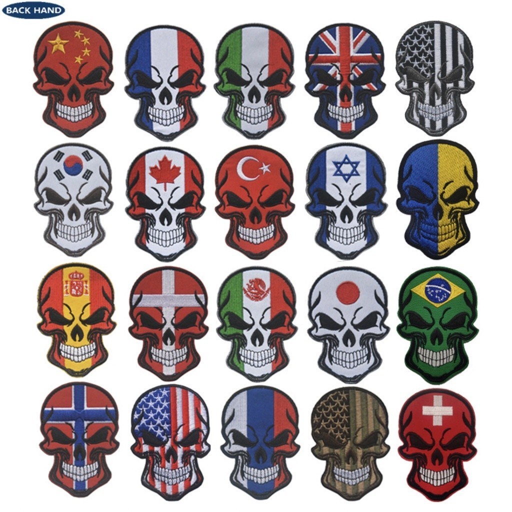 Patch vải đầu lâu_quốc kỳ các nước dán quần áo_ba lô _retro