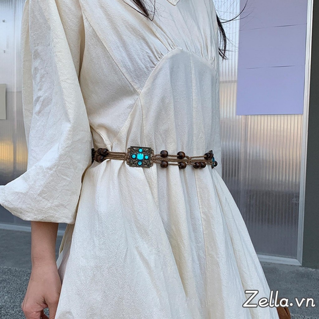 Đầm Nữ Thắt Lưng Phong Cách Dân Tộc Vintage Dây Thắt Lưng Trang Trí