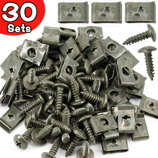 30 Bộ Kim Loại Loại Chữ U Dây Kẹp Tự Khai Thác Vít Kẹp Xe Máy Xe Tay Ga Chống Rỉ Sét Khóa Chốt Đế Vít