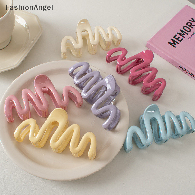 FashionAngel Dopamine Màu Kem Hình Học Sóng Đường Lưng Móng Vuốt Tóc Kẹp Tóc Nữ Cô Gái Kẹp Tóc Đuôi Ngựa Phụ Kiện Tóc Trang Trí TH