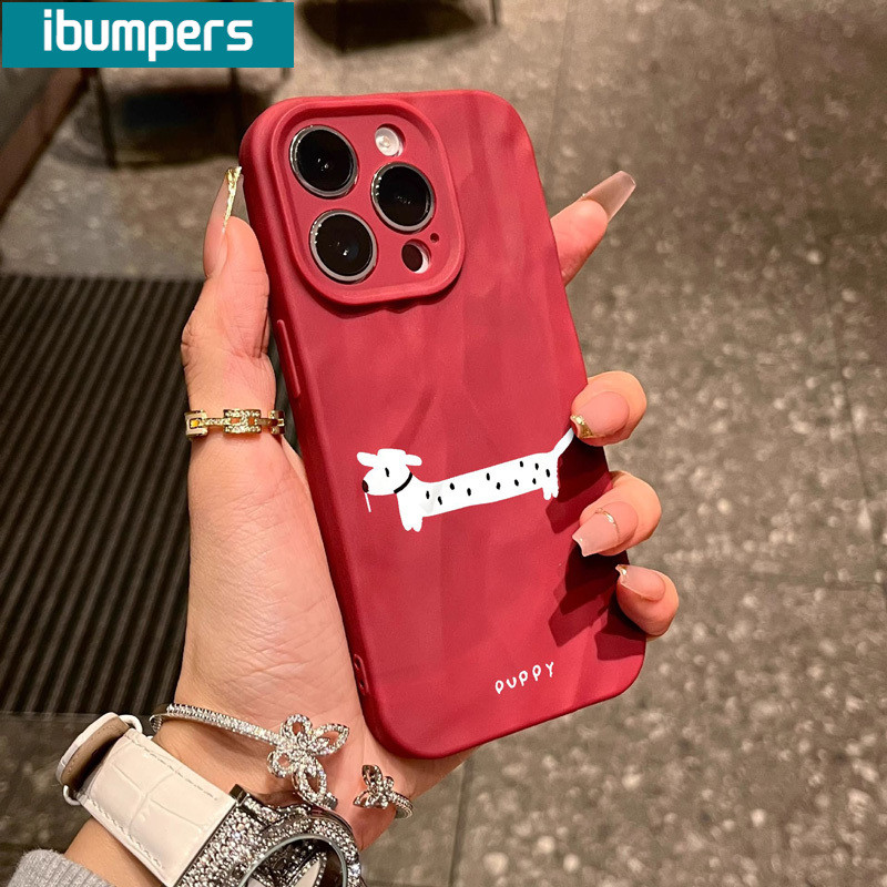 ibumpers Ốp Lưng iPhone Xinh Đơn Giản Chó Hàn Quốc Ốp Điện Thoại nhám Silicon Mềm Chống Sốc Chống Bẩn Cho Iphone 15 14 12 13 11 Pro Max IP 7 8 Plus Iphon X XS XR