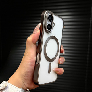 Mới 16 Pro Max Matte Titanium Grey Mạ Điện Từ Dành Cho iPhone 15 14 13 12 11 Pro Max 14Plus 15Plus 16Plus Ốp Mềm Siêu Mỏng
