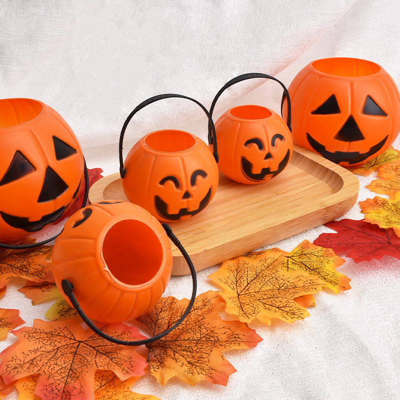 Halloween Sân Trang Trí Đạo Cụ Bí Ngô Xô Kẹo Xô Giá Đỡ Xô Giỏ Mini