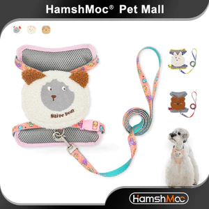 HamshMoc Bộ dây nịt và dây xích thiết kế có thể điều chỉnh Áo Vest chó dễ thương Dây dẫn bền có ba lô cho chó nhỏ vừa Phụ kiện ngoài trời