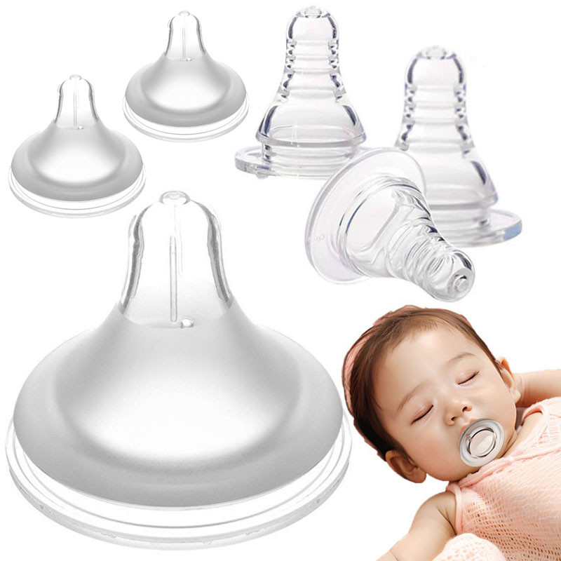 Núm xoắn ốc Núm ti siêu mềm Núm ti cổ rộng/hẹp thay thế cho bình sữa Cổ rộng silicone mềm núm vú núm vú silicon mờ