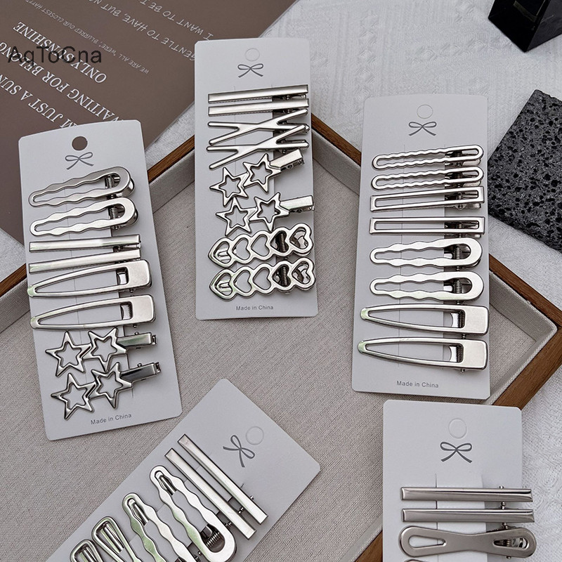 Aqtocna 8 Chiếc Bé Gái Kẹp Tóc Kim Loại Bạc Mỏ Vịt Kẹp Tóc Nữ Bên Nổ Nữ Barrettes Phụ Kiện Tóc HGVN