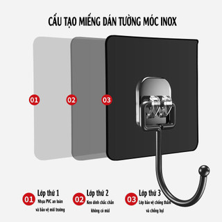 Móc dán tường inox 304 siêu dính chịu lực treo đồ vật dụng đa năng tiện ích #A260