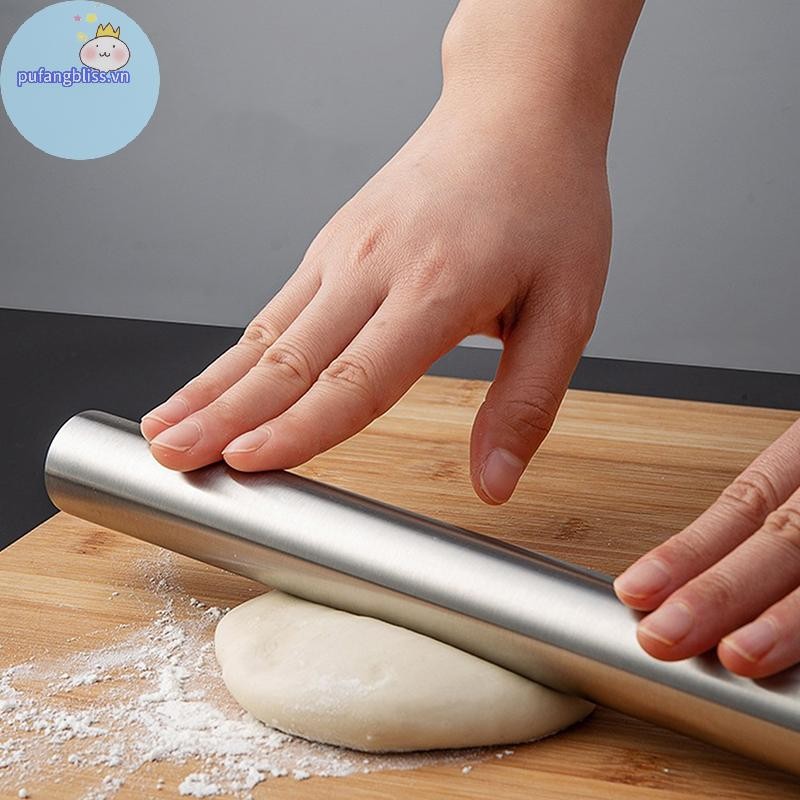 Pufangbliss Thép không gỉ Cán Dụng Cụ Nhà Bếp Bột Con Lăn Nướng Bánh Pizza Mì Bánh Bao Làm Dụng Cụ Không Nướng VN