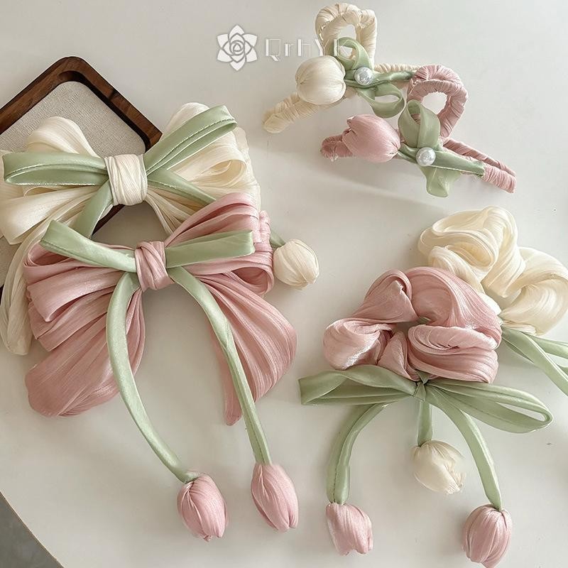 Qrhyk Thời Trang Ngọt Ngào Ruy Băng Tóc Cho Nữ Bé Gái Dễ Thương Thanh Lịch Nơ Kẹp Tóc Tinh Tế sels Phụ Kiện Tóc Quà Tặng Mới