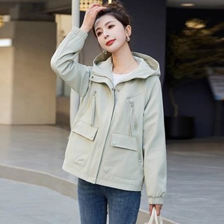 Áo Khoác Có Mũ Trùm Đầu Mùa Thu 2024 Phong Cách Mới Thời Trang Áo Gió Nữ Nhỏ Phong Cách Mới Phiên Bản Hàn Quốc Rời Áo Khoác Thường Ngày Hàng Đầu
