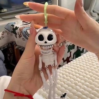 Vui Nhộn Kéo Dây Đầu Lâu Móc Khóa Halloween Đầu Lâu Phát Sáng Trong Bóng Tối Túi Đồng Hồ Mặt Dây Chuyền Quà Tặng Trang Trí