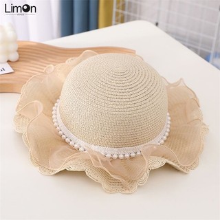 Nón Cối Rộng Vành Phối Ren Hoa Phong Cách Công Chúa Cho Bé Gái