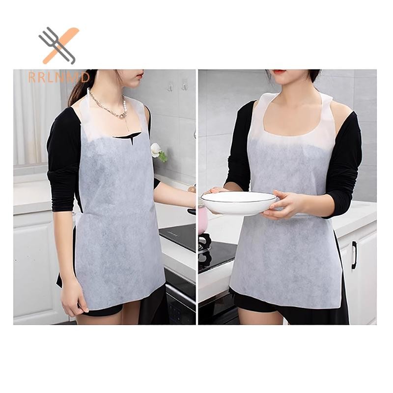 Rrlnmd 10 Chiếc Tạp Dề Dùng Một Lần Cho Lẩu Chống Dầu Chống Bẩn Tạp Dề Người Lớn Di Động Vệ Sinh Nấu Ăn Không Dệt Chống Thấm Nước Delanta MỚI